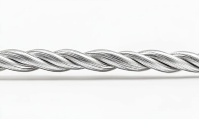 Silver cord, twisted, textured, close-up, background.
