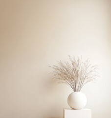 Minimalist White Vase with Dried Floral Arrangement
