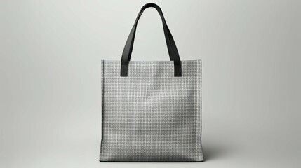 A black and white bag with a white handle