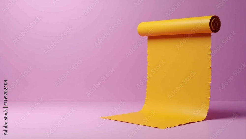 Poster rich mustard yellow classical philosophy scroll on right. soft black background. copy space for text