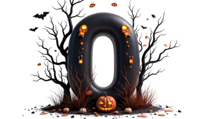 Spooky Number Zero: Halloween 3D Render