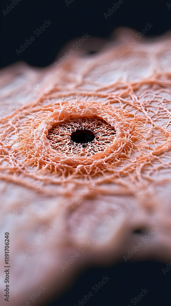 Poster abstract 3d render of an eye with intricate network of vessels displayed beautifully.
