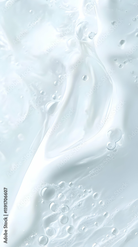 Aufkleber abstract white liquid flows with bubbles creates a smooth and elegant texture background.