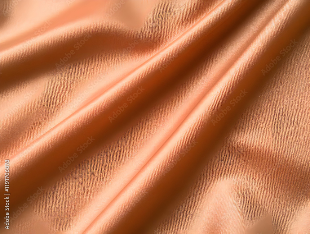 Poster peach-colored fabric drapes and flows in gentle waves, creating soft texture and shadows.