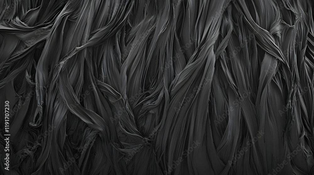 Poster abstract 3d render of intertwined black strands forming a textured background