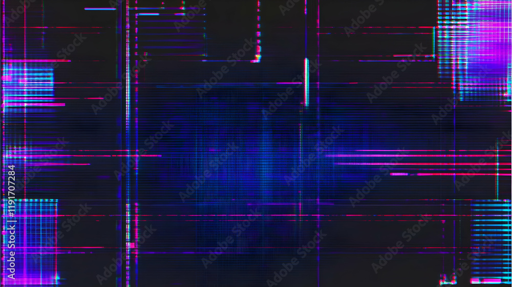Aufkleber abstract glitch art background displays digital distortion and pixelated effects dynamically.