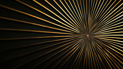 Obraz premium Radiant golden sunburst beams piercing a matte black gradient background, creating a bold and regal visual effect, perfect for luxurious branding, elegant decor, or premium digital designs. 
