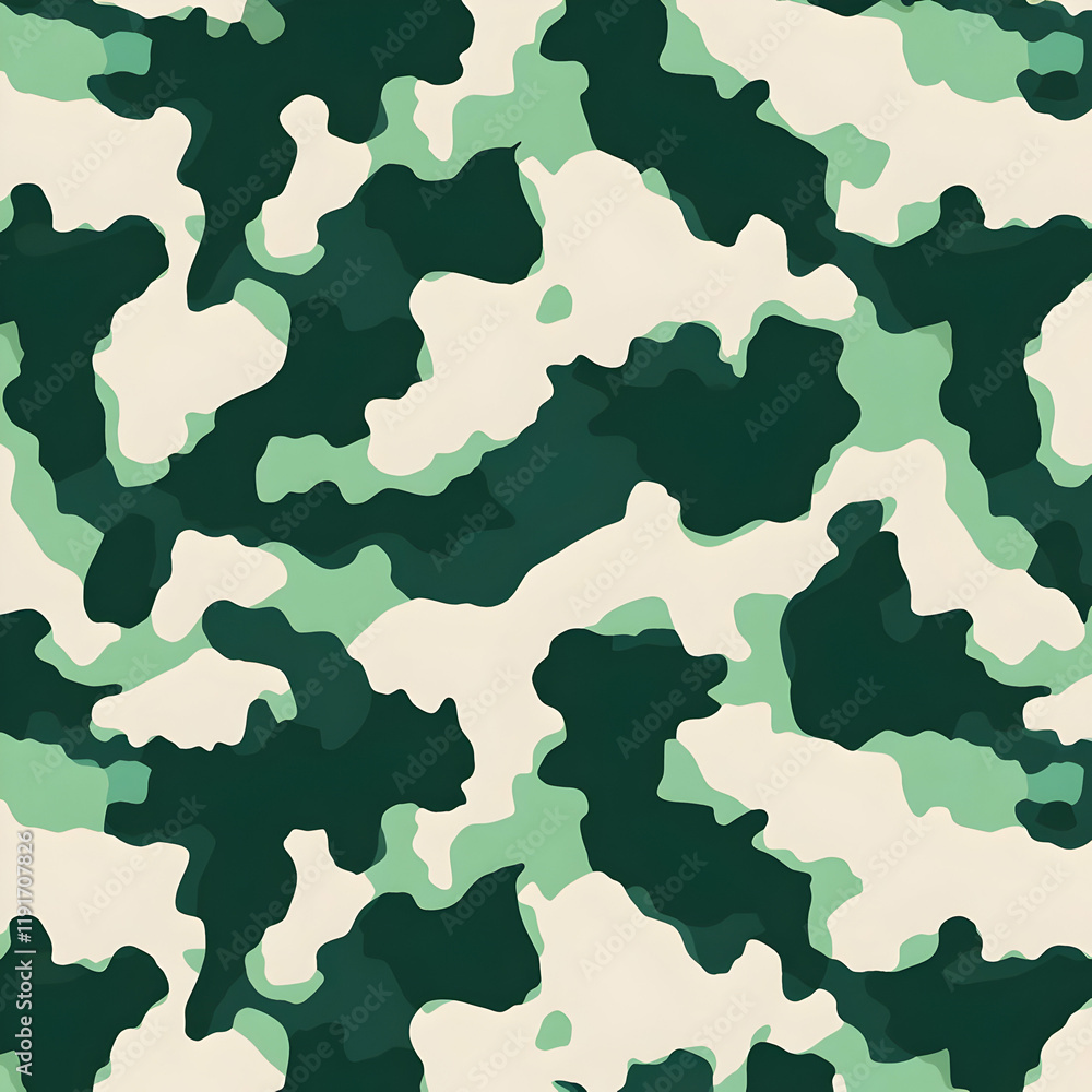 Poster abstract camouflage pattern background creates a seamless design with green and beige tones.
