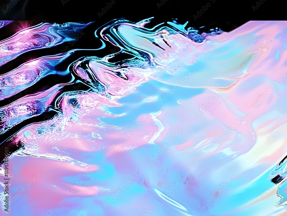 Poster abstract background flows with iridescent pastel colors and fluid texture