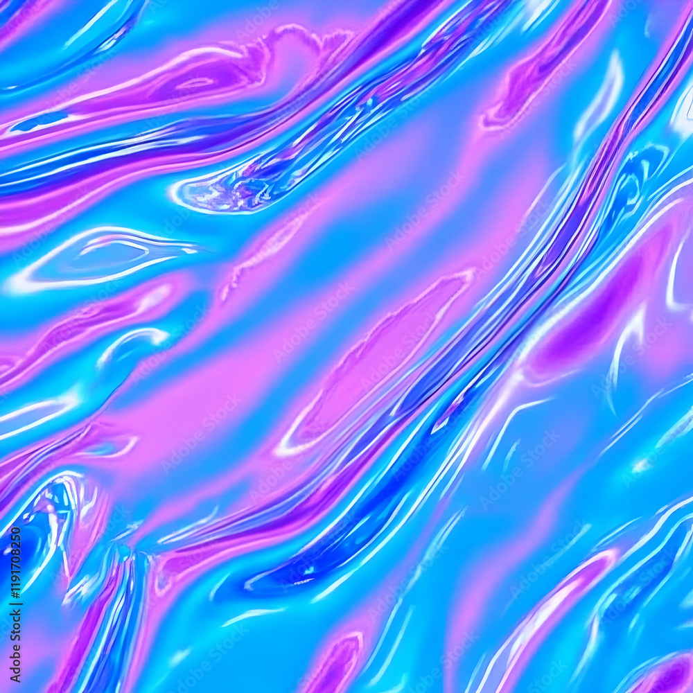 Poster abstract background displays swirling iridescent colors, with a glossy finish creating a dynamic vis