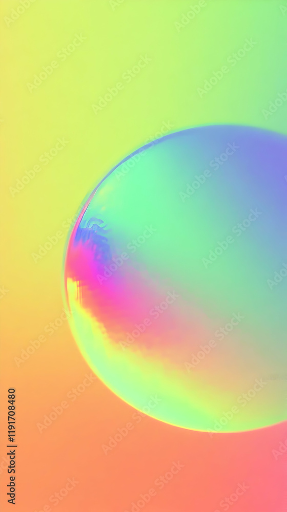Poster iridescent orb glows with vibrant colors on a soft gradient background