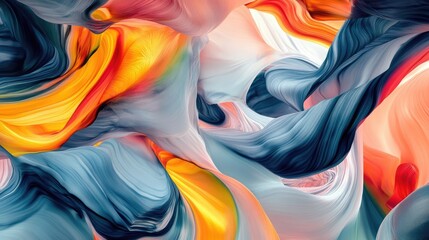 Obraz premium A colorful, flowing river in an abstract landscape with soft gradients and smooth, wave-like textures.
