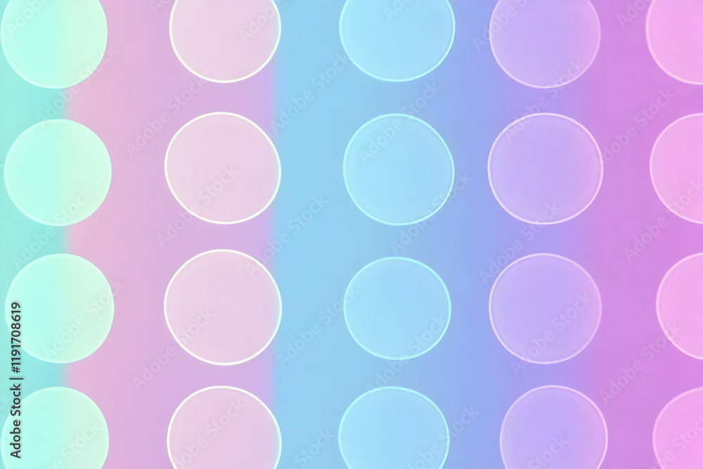 Poster pastel gradient background displays repeating circles in a soft, dreamy, and colorful pattern.