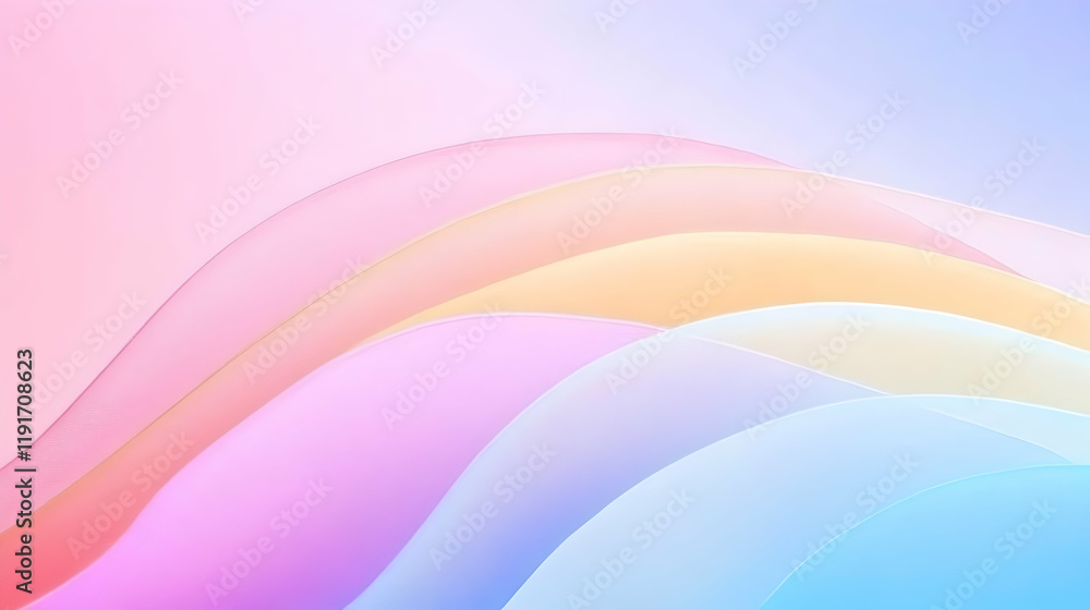 Poster abstract background forms pastel colorful waves softly and elegantly with gradient hues.