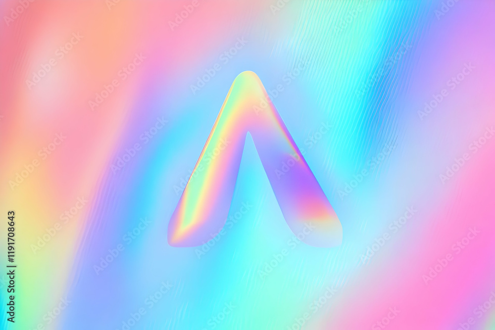 Aufkleber iridescent abstract 3d shape forms a dynamic composition with pastel background blends beautifully