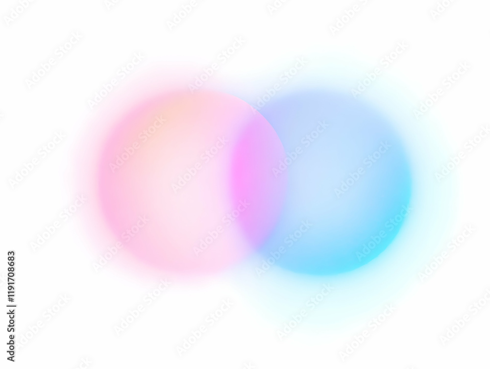 Poster abstract blurred pink and blue gradient overlapping circles on white background design