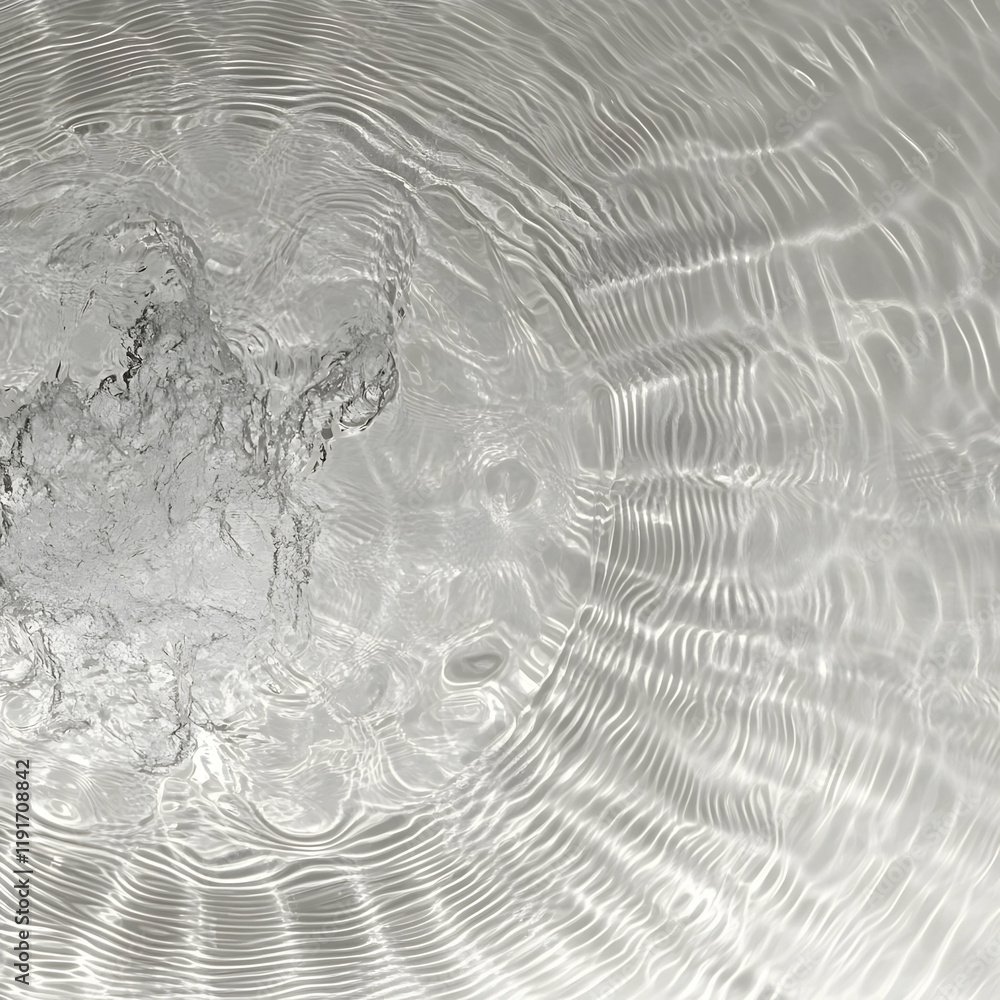 Poster water creates concentric ripples in a monochromatic pool with soft lighting