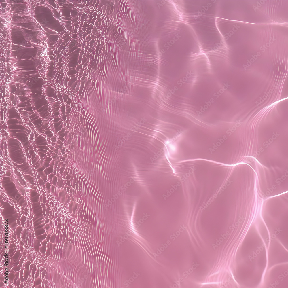 Poster pink water surface reflects light creating an abstract background with ripples and caustics.