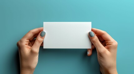 A person is holding a white card in their hand