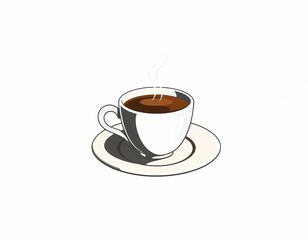 Obraz premium Vector Illustration of a Cup of Coffee on a Saucer, Cartoon Clipart and Line Art Design,fresh,espresso,aroma,black