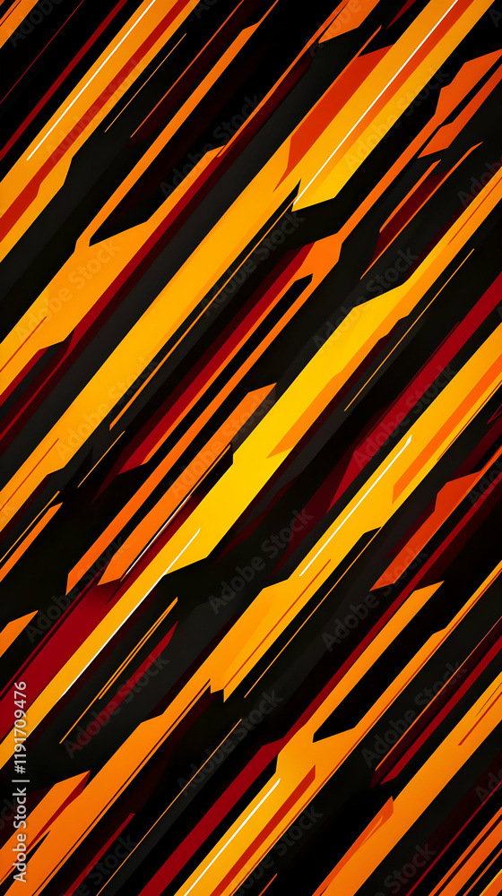 Poster abstract background with diagonal orange and black dynamic lines and shapes seamlessly blends with o