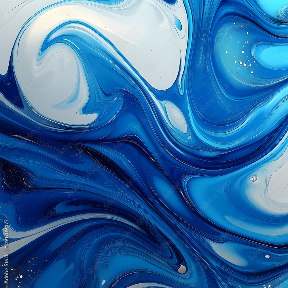 Aufkleber abstract blue and white fluid art background creates dynamic swirls and patterns elegantly.