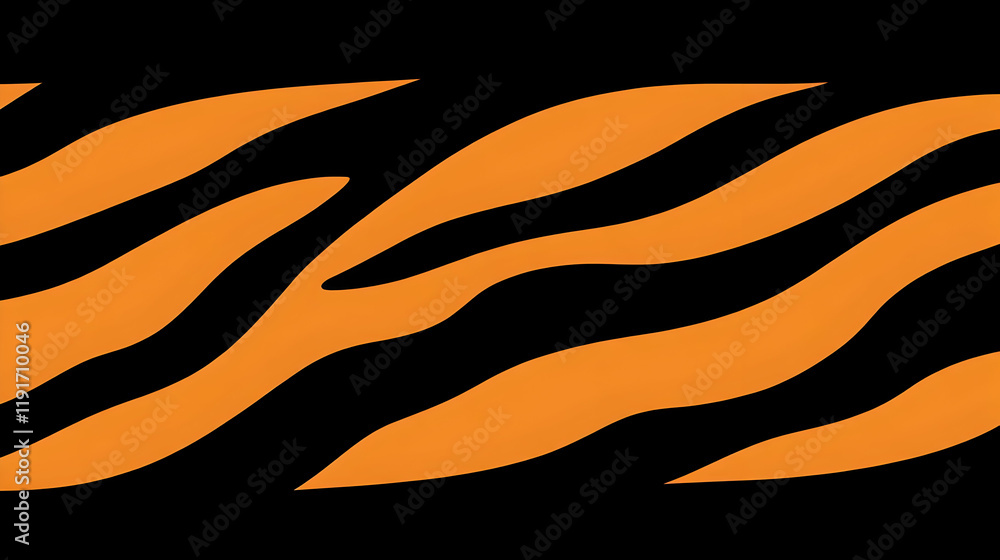 Poster orange and black wavy stripes form an abstract background design for various creative projects.