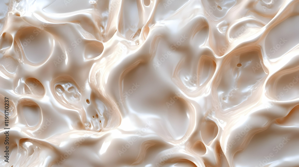Aufkleber creamy liquid flows and forms abstract shapes with smooth texture