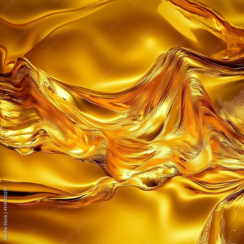 Poster liquid gold flows and ripples in a smooth, dynamic abstract background