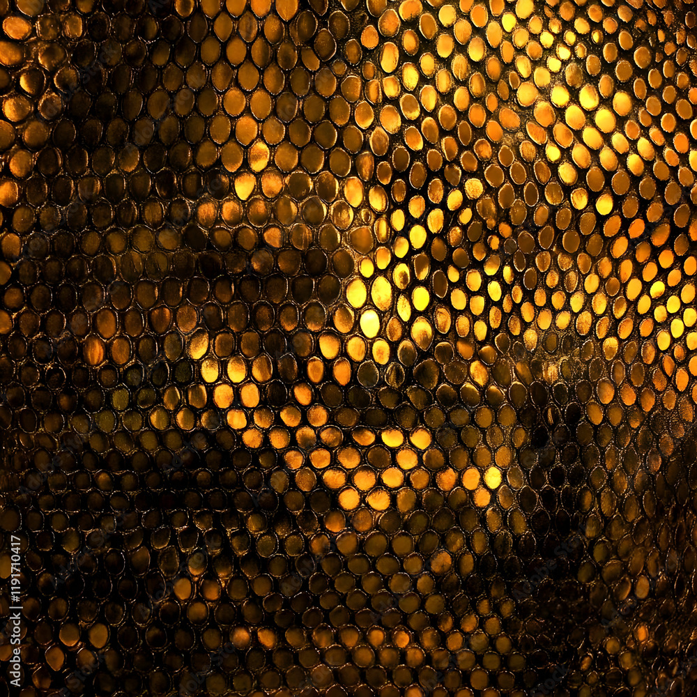Aufkleber golden scales texture shines brightly, creating luxurious reptile skin pattern abstract background.