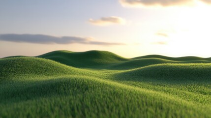 Fototapeta premium A gentle hill with smooth, rounded contours covered in grass, blending into the soft sky.