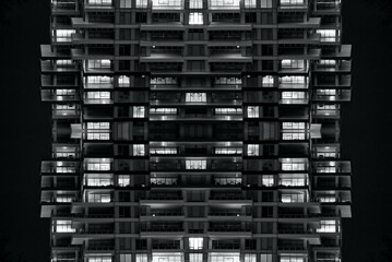 High rise at night dark futuristic effect background