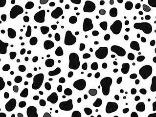 Black and Gray Irregular Spots Pattern on White Background Seamlessly Repeats