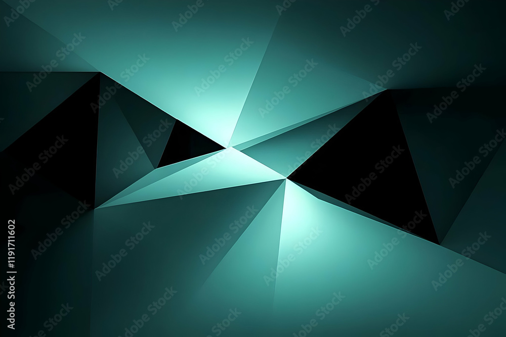 Poster abstract 3d teal and black triangular shapes background design