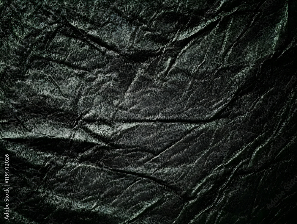 Poster dark leather texture background shows wrinkled material surface with a rough and textured appearance