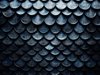 Dark Blue Scales Form an Intricate and Textured Surface Background
