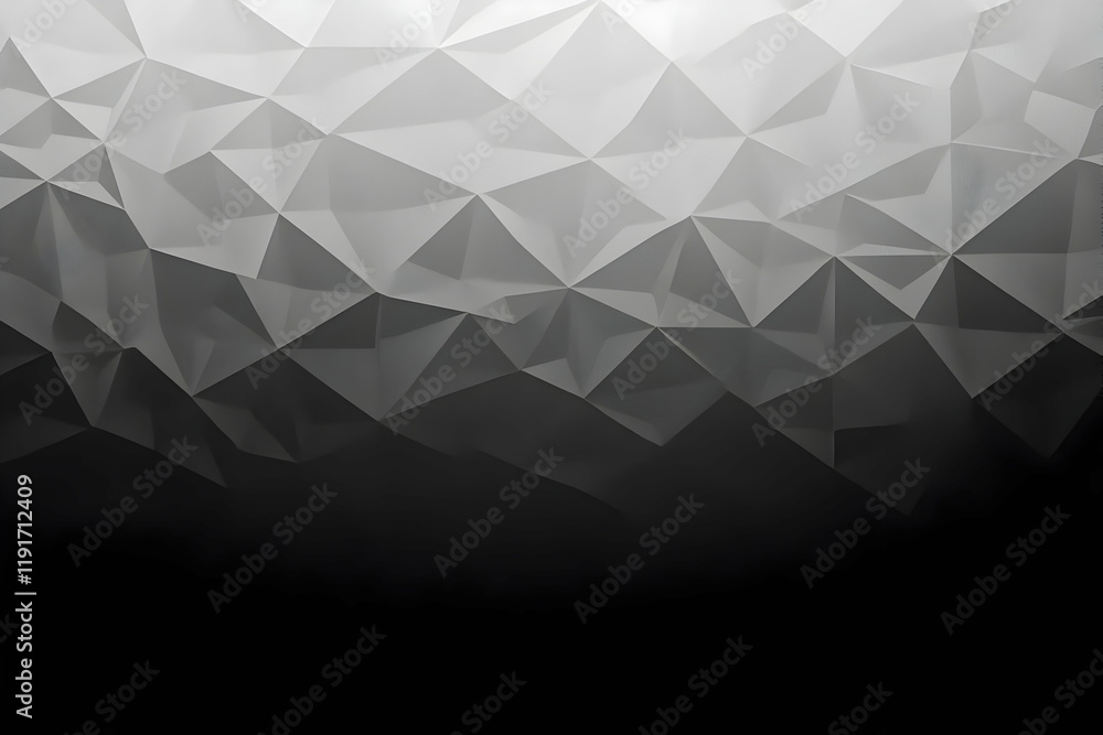 Poster abstract background with gradient gray polygonal pattern fades to black.
