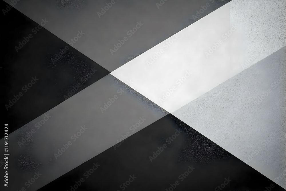 Poster abstract background displays intersecting triangles in monochromatic shades, creating dynamic visual