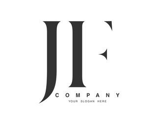 JF logo design. Initial letter j and f serif font style. Creative classic company name typography. Trendy logotype or identity.