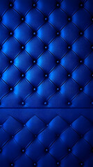 Luxurious Blue Leather Upholstery Forms a Classic Diamond Pattern with Button Tufting