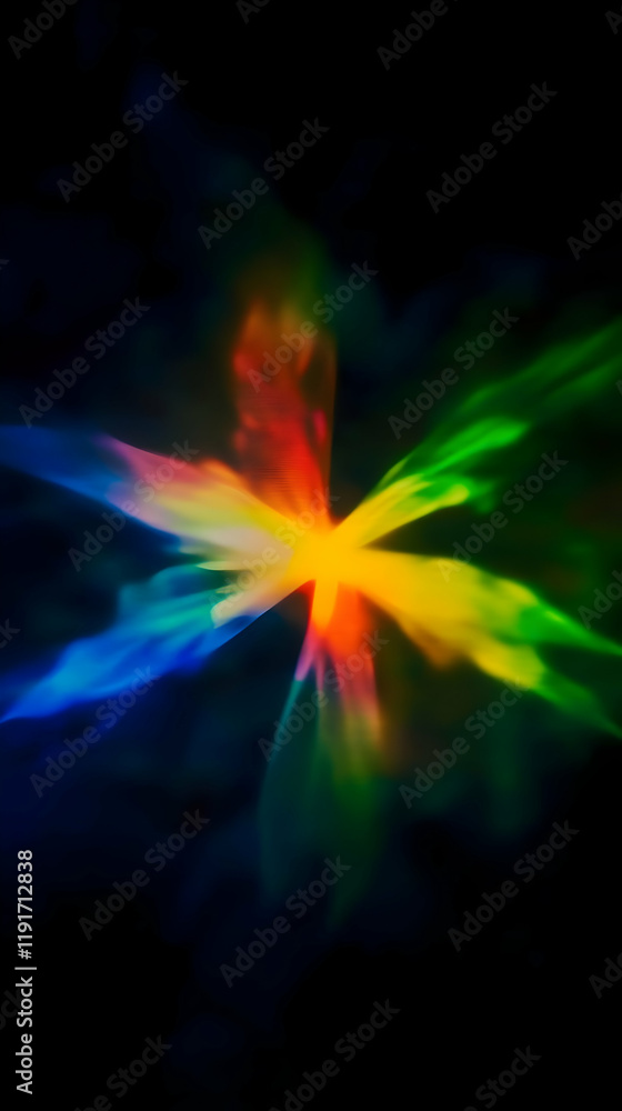 Aufkleber abstract background creates a colorful burst of light on black background