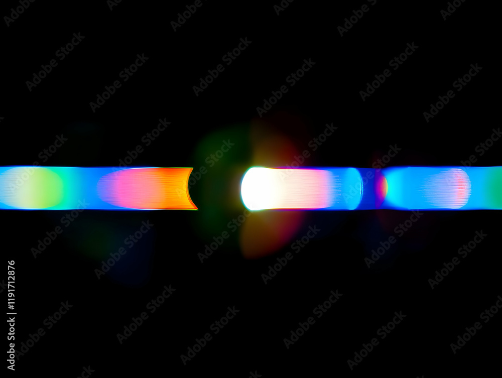Poster abstract light trails blur on a black background create a vibrant and dynamic visual.