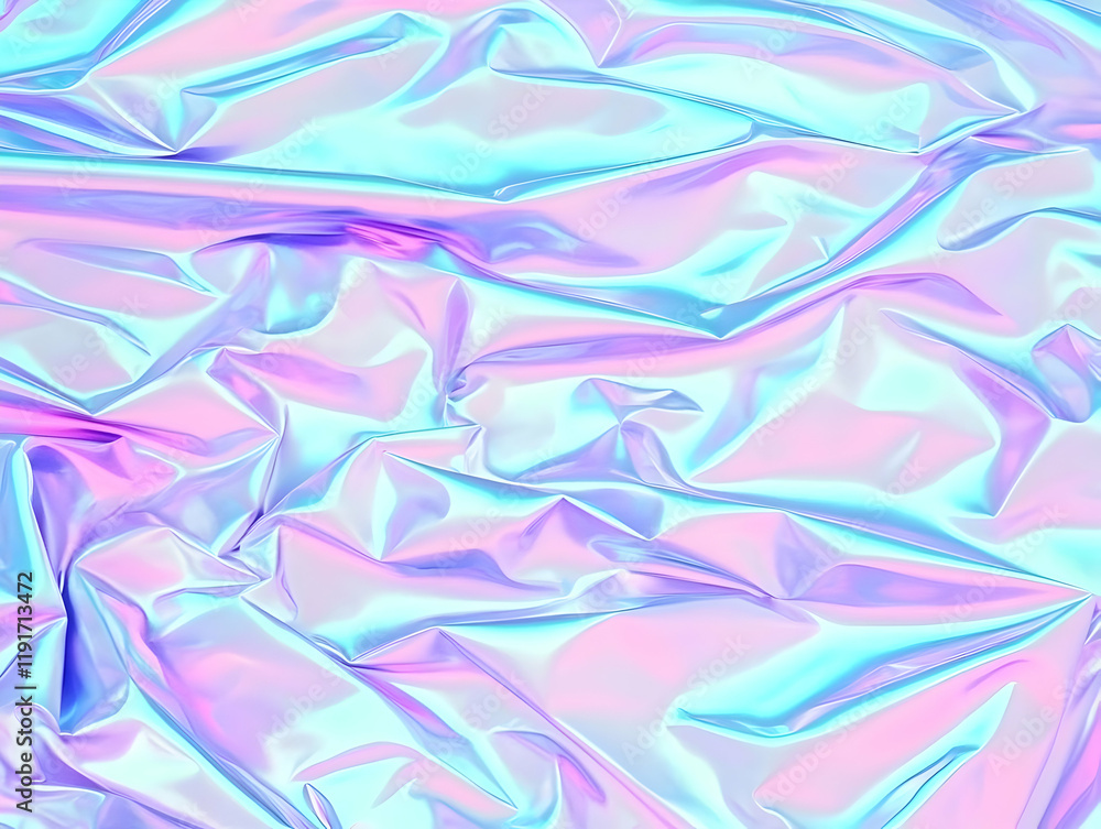 Poster Iridescent holographic abstract background creates a mesmerizing and vibrant visual with its flowing texture and color shifts