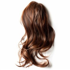 Natural brown wavy hair extensions isolated on white background, ideal for beauty and fashion projects