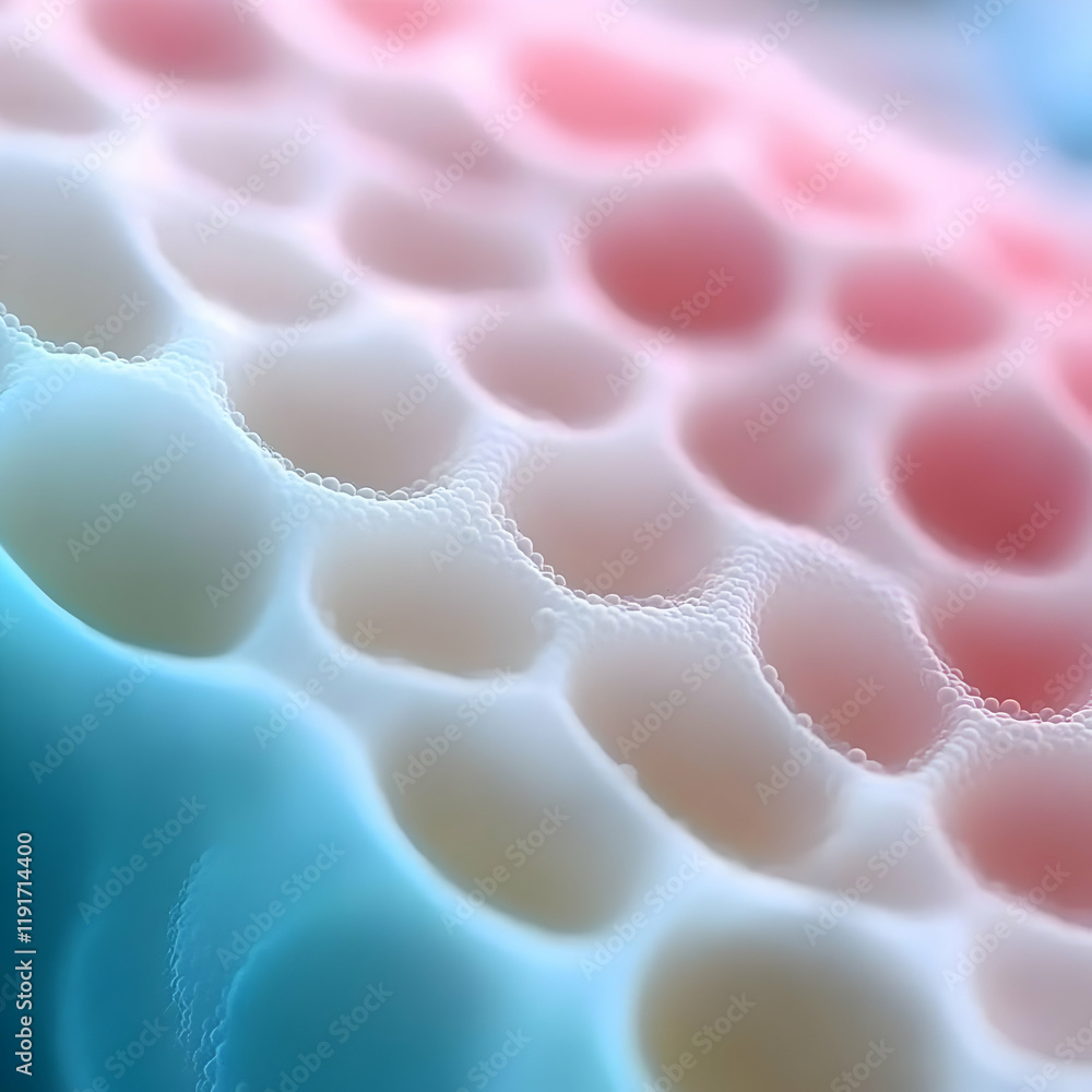 Poster abstract 3d honeycomb structure with bubbles in pastel colors background
