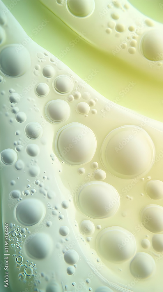 Aufkleber abstract background with white bubbles floating in a light green liquid creates an appealing visual.
