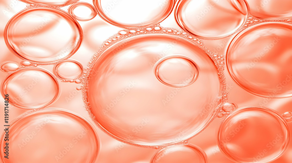 Aufkleber macro photograph of coral-colored bubbles forms an abstract and textured background.