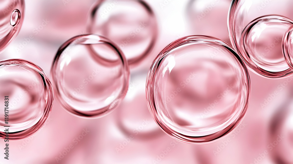 Poster pink transparent bubbles floating create a dreamy and abstract background with soft lighting