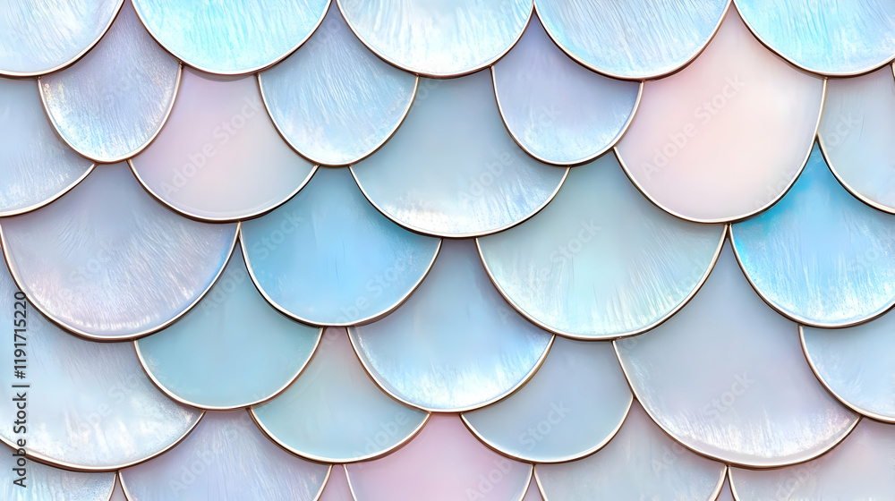 Poster iridescent pastel mermaid scales form an intricate, overlapping pattern. this creates a visually app