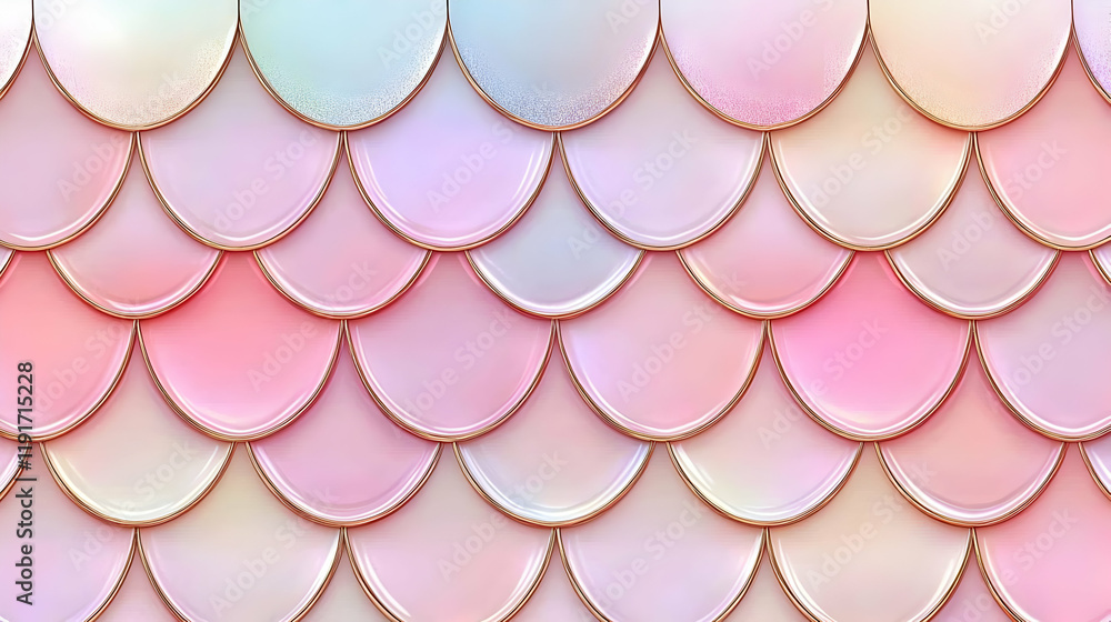 Aufkleber pink and iridescent scales form a seamless, overlapping pattern, creating a textured, fantasy backgr